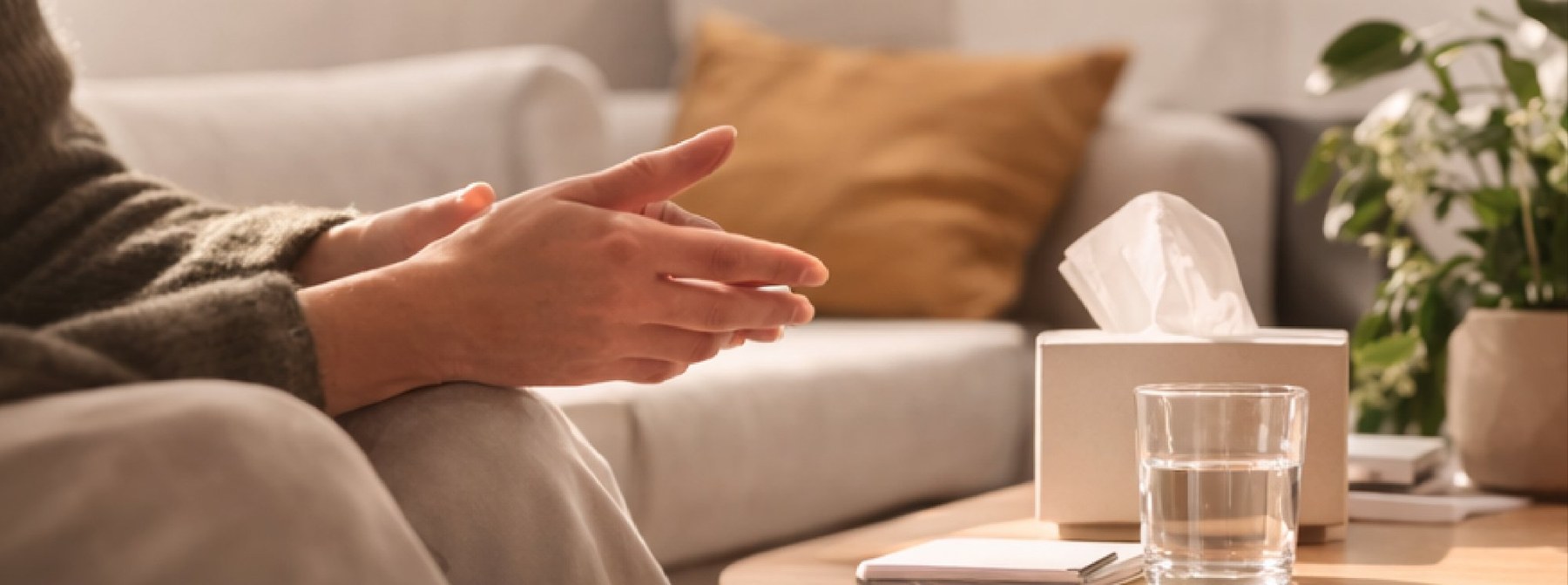 Terapeuta practicando escucha activa durante una sesión